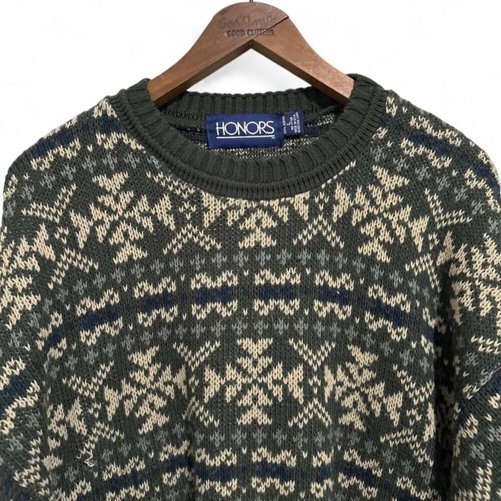 Honors Vintage Fair Isle Snowflake Crewneck Sweater
